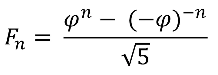 Binet's equation to work out the nth Fibonacci number