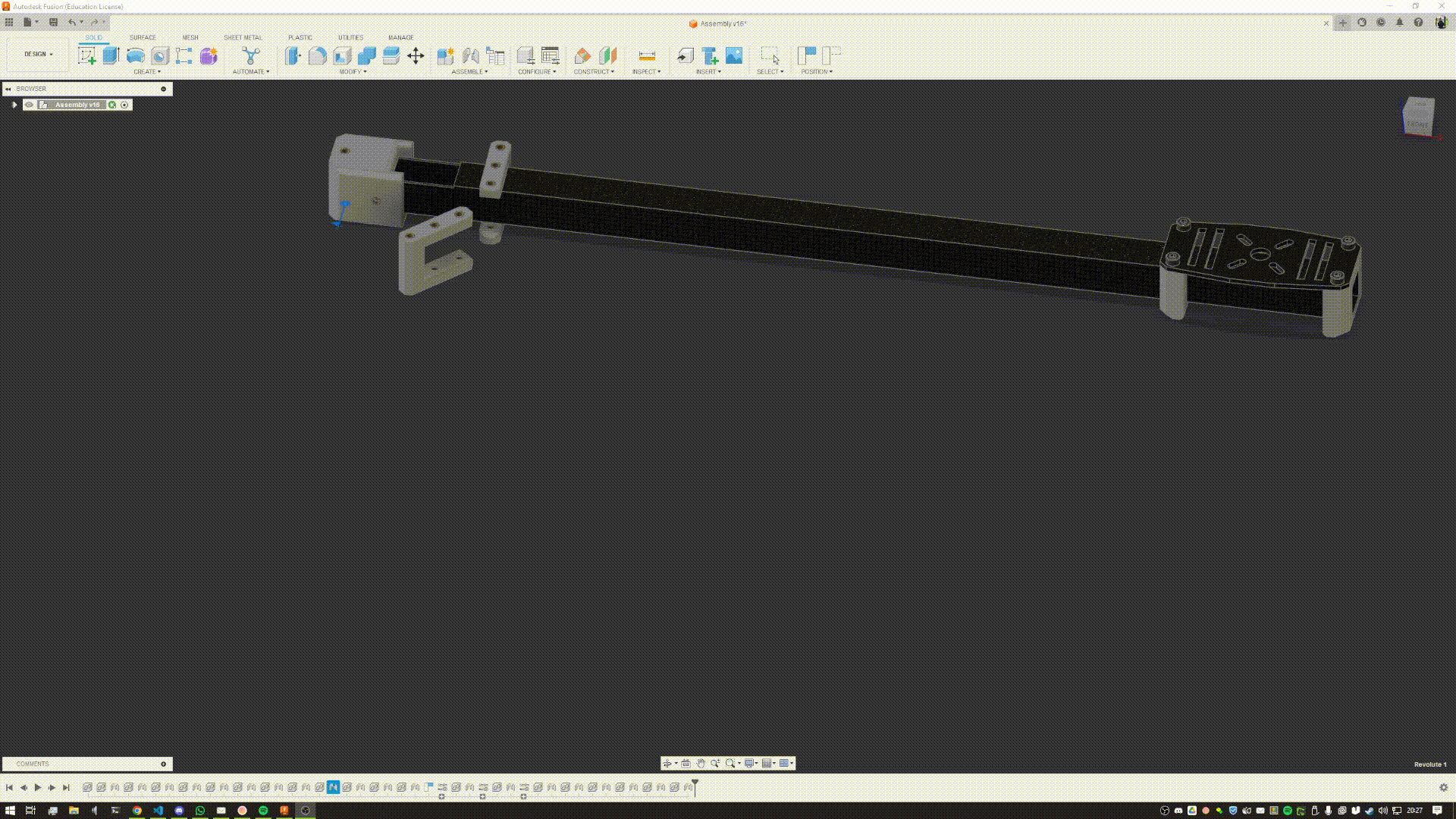 CAD animation of motor arm folding mechanism
